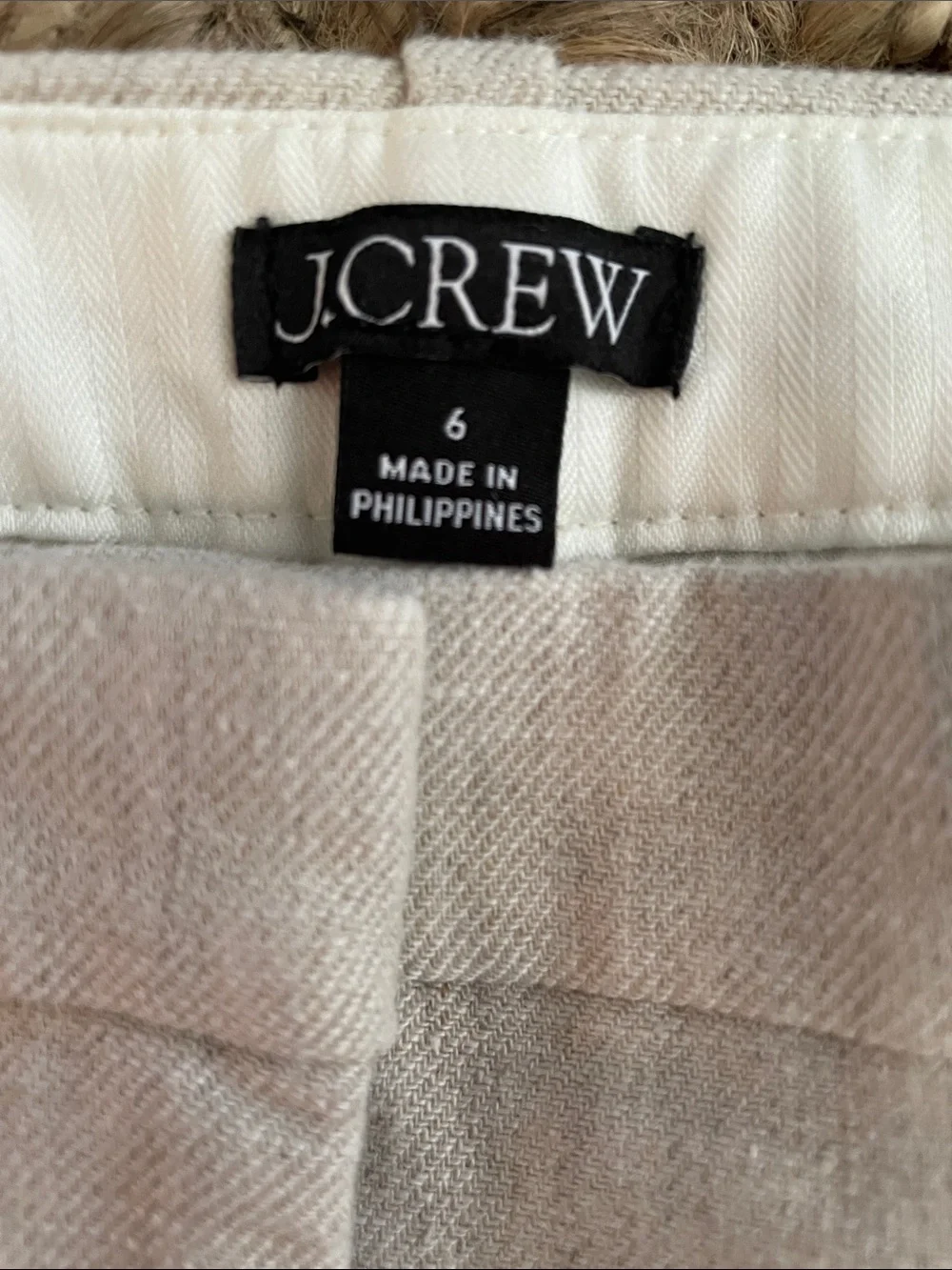 J.Crew Kaya Linen Blend Fully Lined Ivory Straight Leg Trousers Pants Size 6